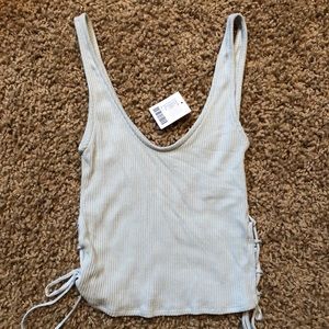 Urban Outfitters Baby Blue Tie Crop Top
